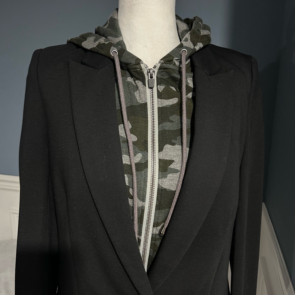 Tart Black Women's Blazer with Camouflage Insert